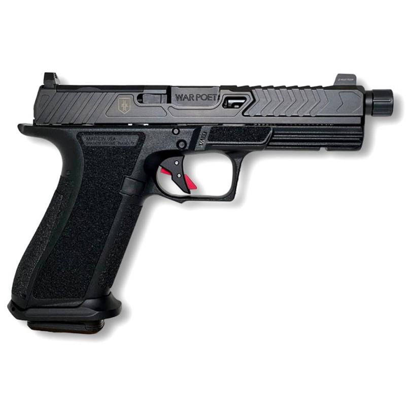 Shadow Systems DR920 War Poet Handgun 9mm Luger 17rd Magazines (2) 5″ Threaded Barrel Black War Poet Slide Engraving with Night Sights