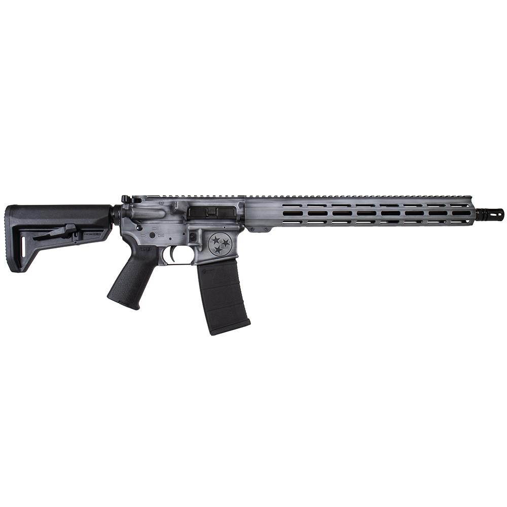 Shark Coast Tactical “Tennessee Battleship Grey Battleworn” AR-15 Rifle 5.56mm 30rd Magazine 16″ Barrel 15″ MLOK Handguard