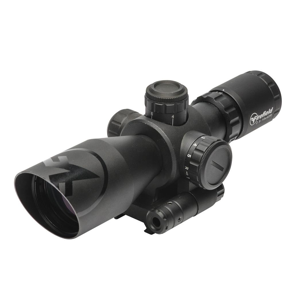 Firefield Barrage Rifle Scope – 2.5-10x40mm Red Laser Mil Dot Reticle Black Matte