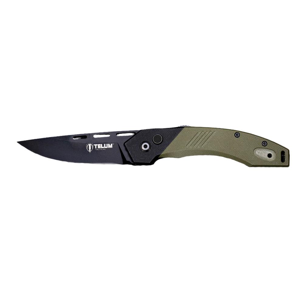 Telum Scorch Tactical Automatic Folding Knife 3-1/2″ Drop Point Blade OD Green