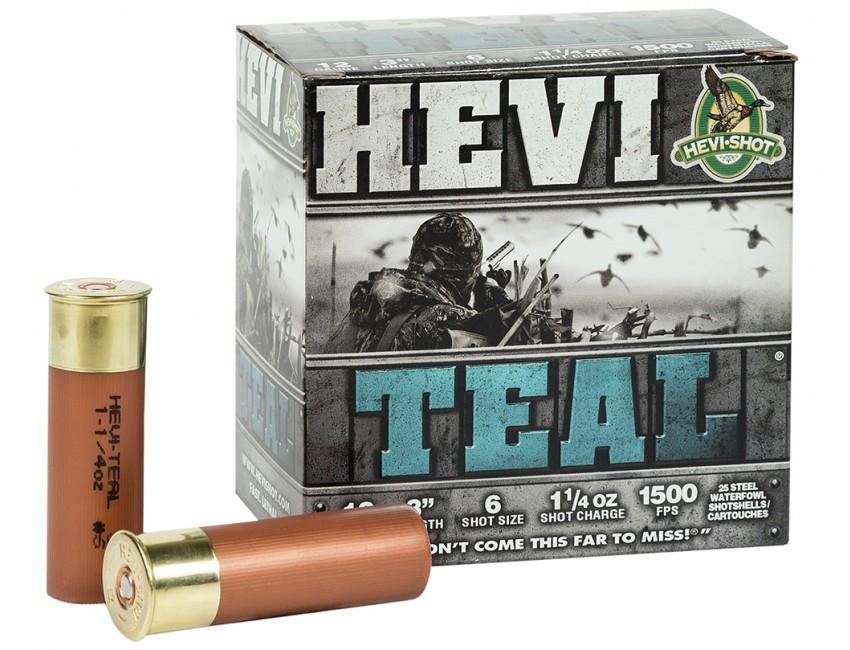 Hevi-Shot Hevi-Teal Shotshells 12 ga 3″ 1-1/4 oz 1500 fps #6 25/ct