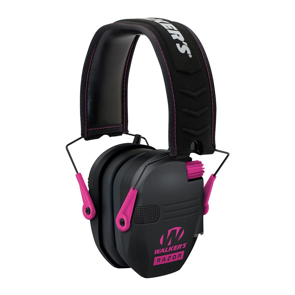 Walker’s Game Razor Slim Shooter Folding Ear Muffs-Pink