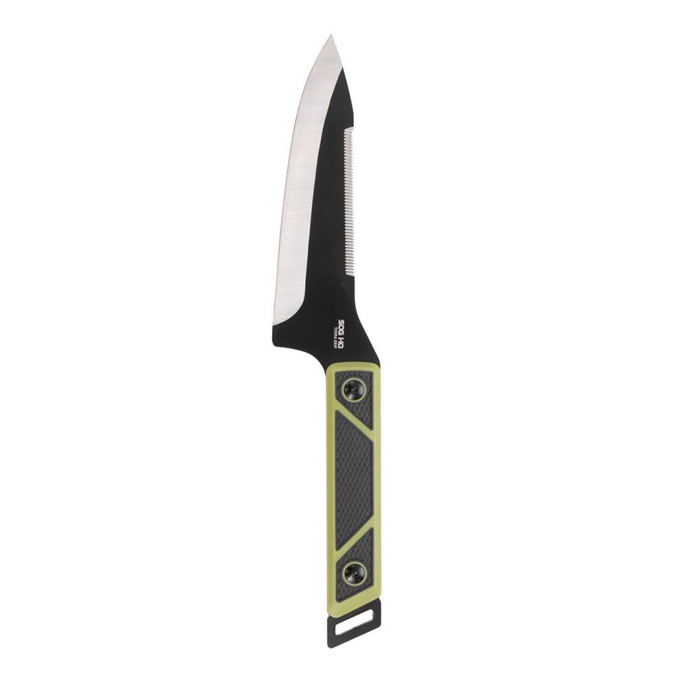 SOG Knives Terragrip Camp Knife 6-7/10″ Drop Point Blade Black Green