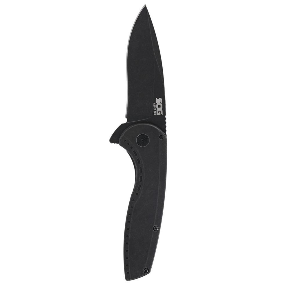 SOG Knives Aegis FLK 2.0 Folding Knife 3-1/4″ Drop Point Blade Black Blister