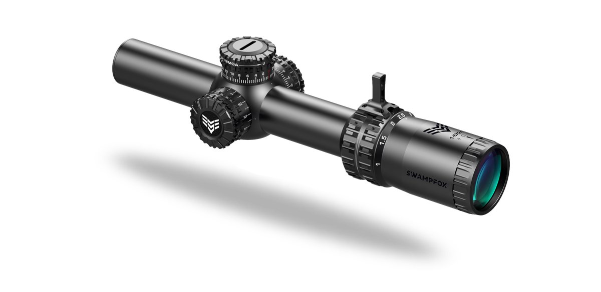 Swampfox Arrowhead LPVO Series Rifle Scope 1-8×24 30mm SFP IR Red MOA Black