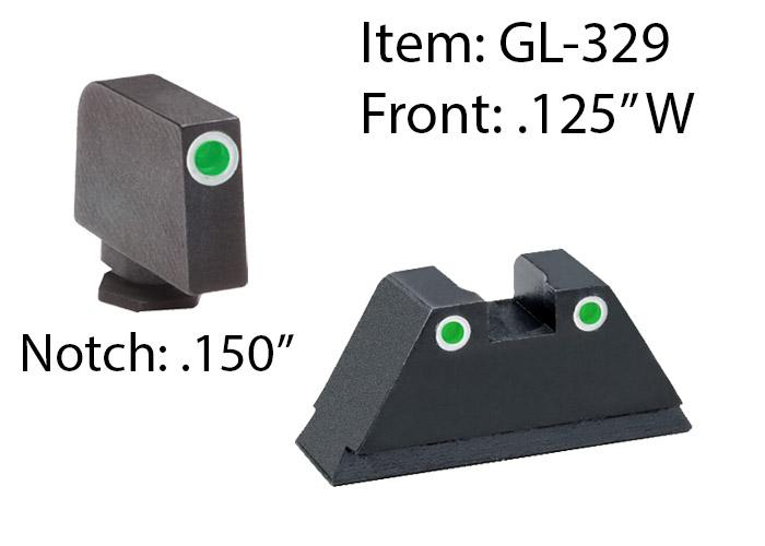 Amerigo Custom Combination Tall Suppressor Height Set – All Glock Models Except 42 43 / Front Tritium – Green / Front Outline -White / Rear Tritium –