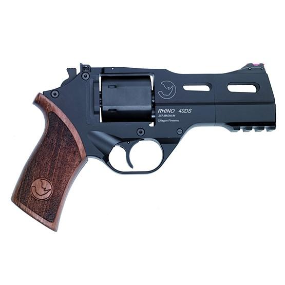 Chiappa 40DS Rhino Handgun .357 Mag 6rd Capacity 4″ Barrel Black with Wood Grip and 3 Moon Clips