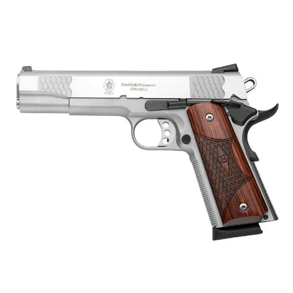 S&W M1911 E-Series Handgun .45 Auto 8rd Magazines(2) 5″ Barrel Wood Grips