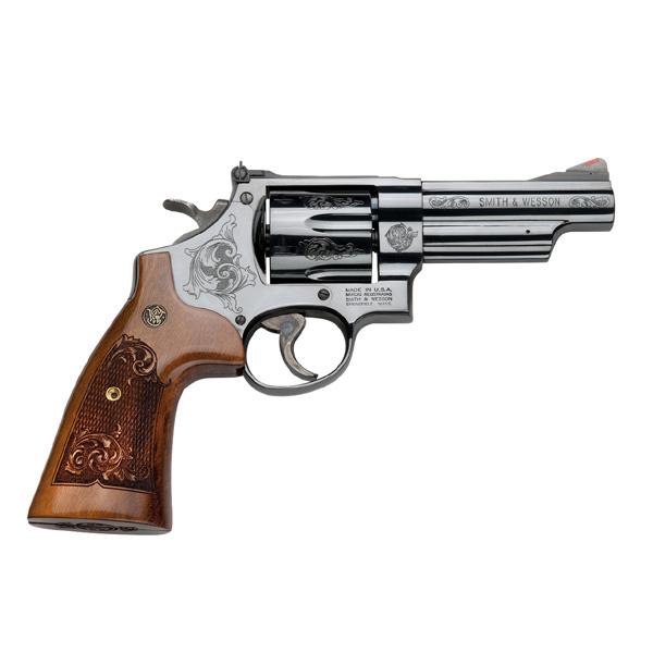 Smith & Wesson N Frame Model 29 Handgun .44 Mag 6rd Capacity 4″ Engraved Barrel Black with Wood Grips