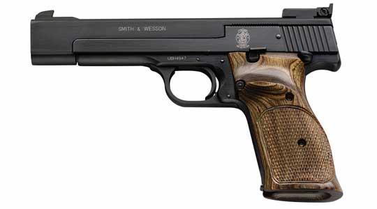 S&W M41 Handgun .22 LR 10rd Magazine 5.5″ Barrel Adj Sight Wood Grips