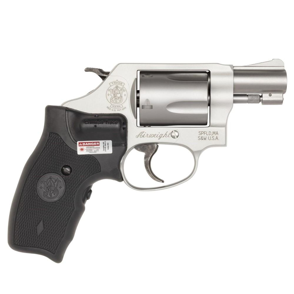 Smith & Wesson M637 Handgun .38 Spl 5rd Capacity 1.9″ Barrel Silver with Black Crimson Trace Lasergrip