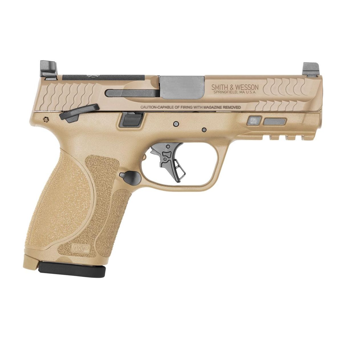 S&W M&P 9 M2.0 Compact Optic Ready Handgun 9mm Luger 10rd Magazine(2) 4” Barrel FDE Thumb Safety