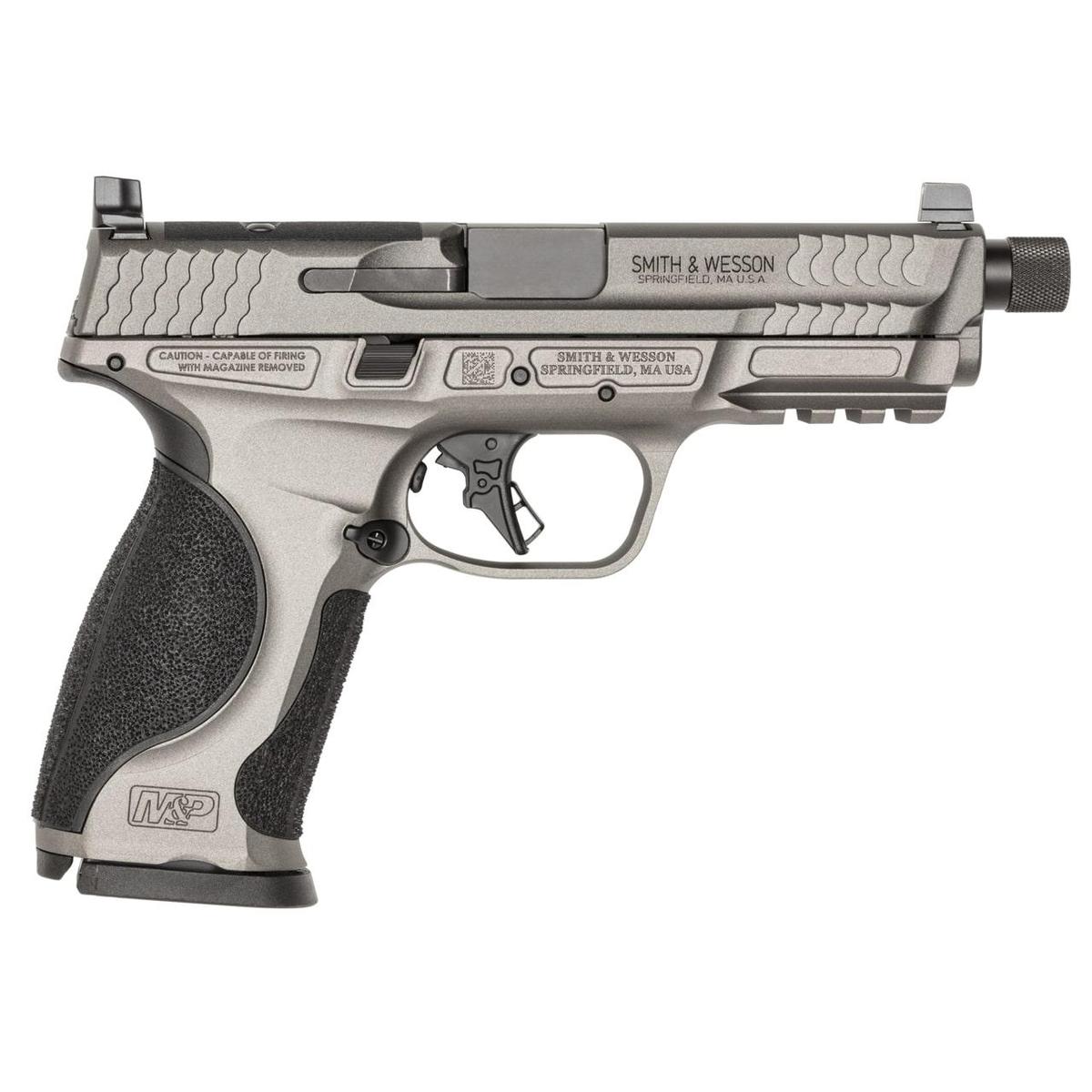 S&W M&P 9 M2.0 Metal OR Optic Ready Handgun 9mm Luger 17rd Magazines(2) 4.6″ Threaded Barrel  No Thumb Safety Tungsten Gray