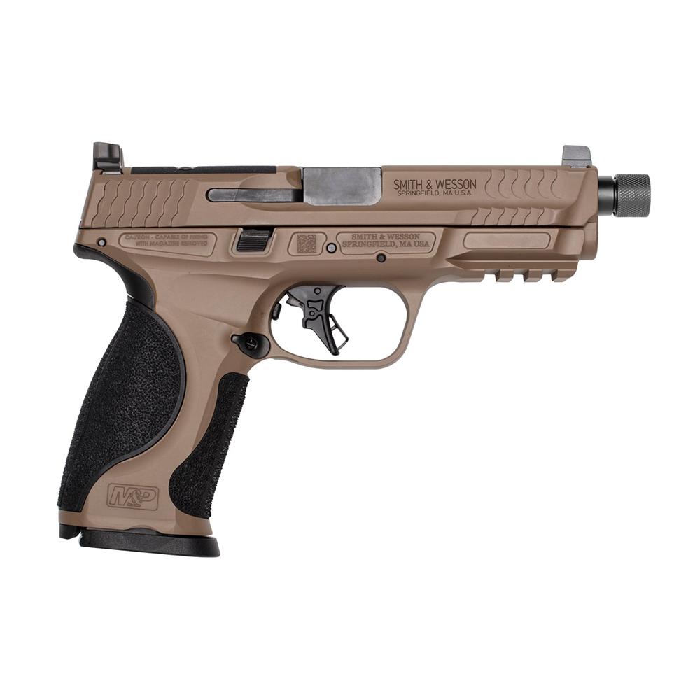 S&W M&P 9 M2.0 Metal OR Optic Ready Handgun 9mm Luger 17rd Magazines(2) 4.6″ Threaded Barrel No Thumb Safety FDE