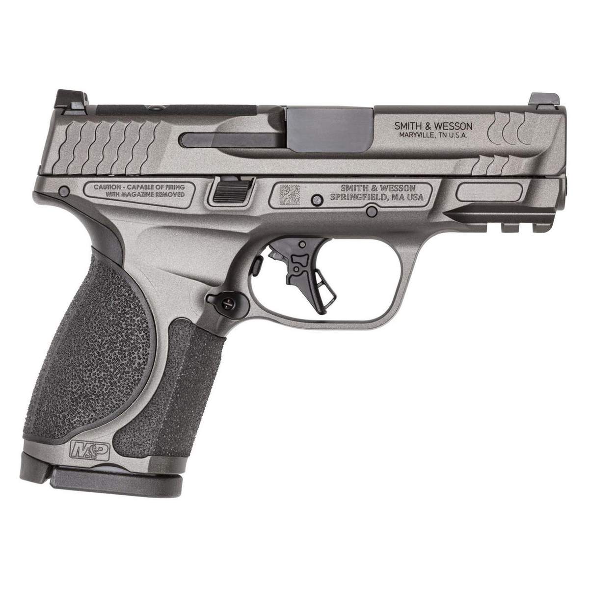 S&W M&P 9 M2.0 Metal Compact OR Handgun 9mm Luger 15rd Magazine(2) 3.6″ Barrel Tungsten Gray Cerakote No Thumb Safety