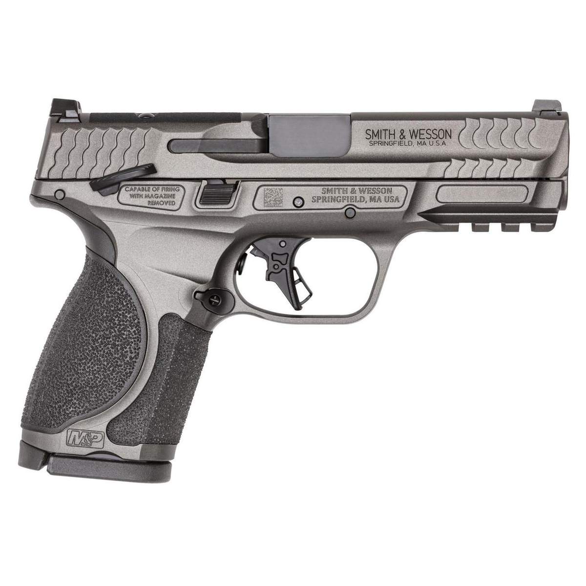 S&W M&P 9 M2.0 Metal Compact OR Handgun 9mm Luger 15rd Magazine(2) 4″ Barrel Tungsten Gray Cerakote Thumb Safety