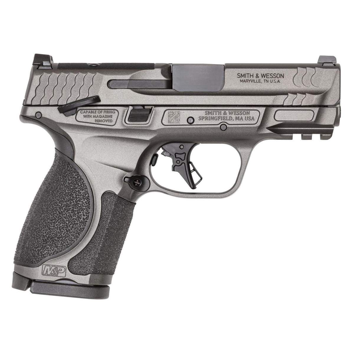 S&W M&P 9 M2.0 Metal Compact OR Handgun 9mm Luger 10rd Magazine(2) 3.6″ Barrel Tungsten Gray Cerakote Thumb Safety