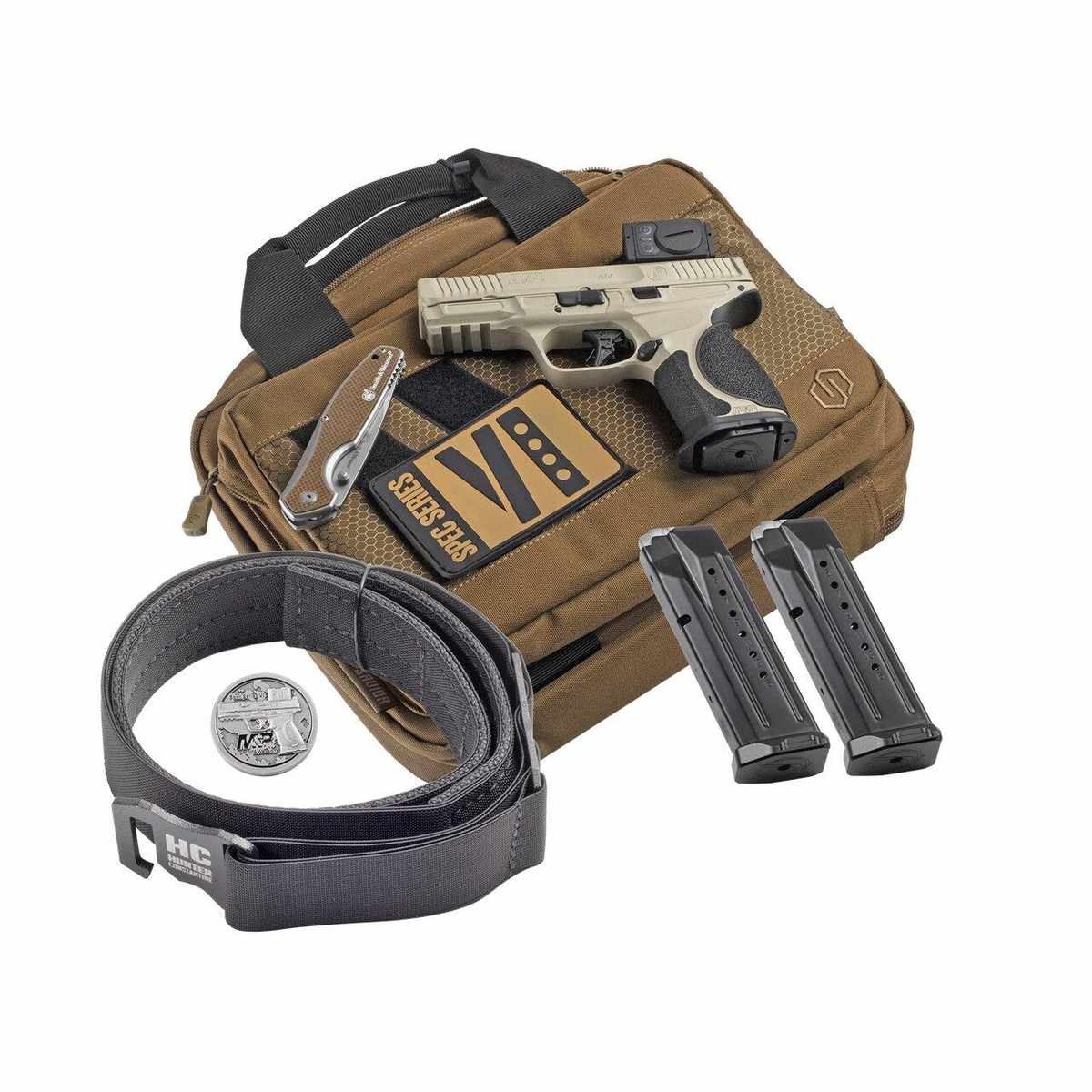 S&W M&P9 M2.0 Metal Comp Spec Series VI Bundle 9mm Luger 15rd Magazines(3) 4″ Comp Barrel Champagne Cerakote