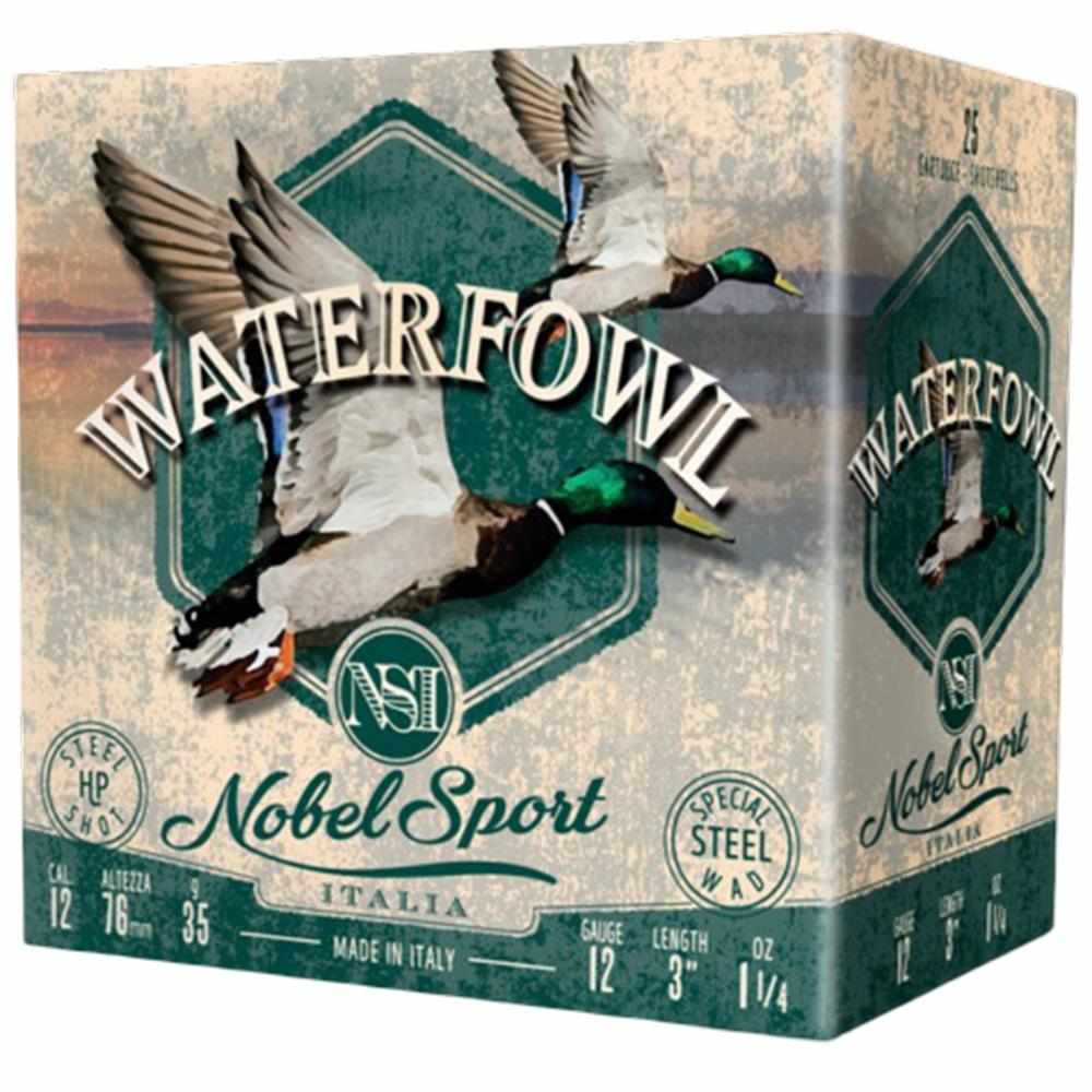 Nobel Sport Steel Waterfowl Shotshells 12 ga 3″ 1-1/4 oz 1450 fps #3 25/ct