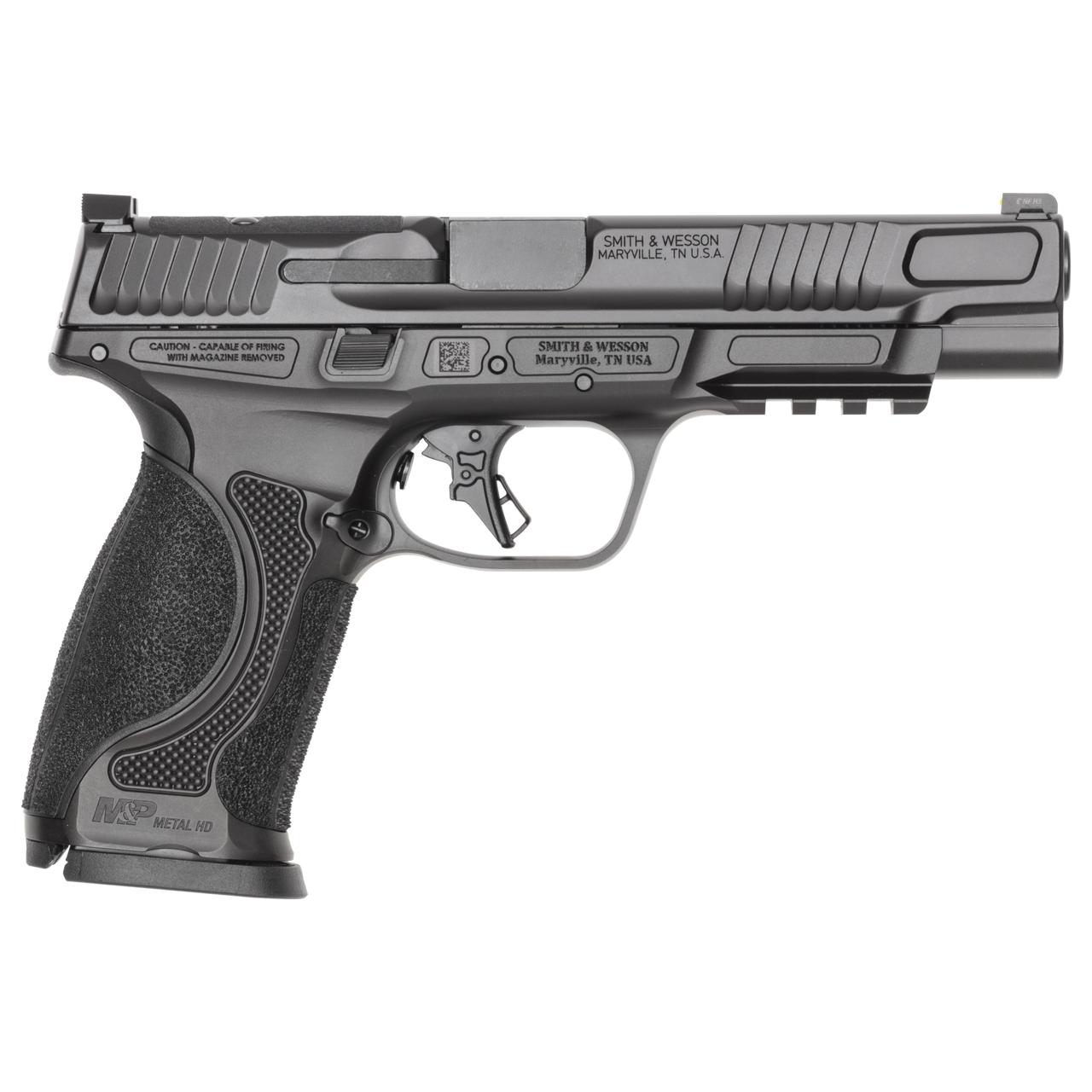 S&W M&P9 M2.0 Metal HD Handgun 9mm Luger 17rd Magazines(2) 5″ Barrel Optic Ready NO Thumb Safety Black Steel Frame