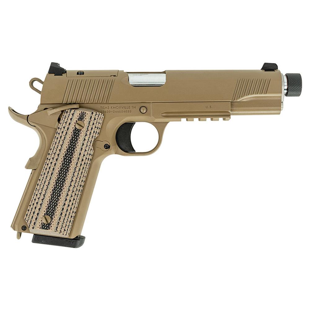 Tisas 1911 B45RGD TH Raider Handgun .45 ACP 8rd Magazines(2) 5.5″ Threaded Barrel FDE Cerakote