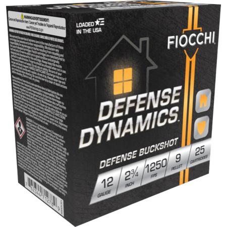 Fiocchi Defense Dynamics Shotshells 12ga 2-3/4″ 9-pellet 1250 fps #1 25/ct