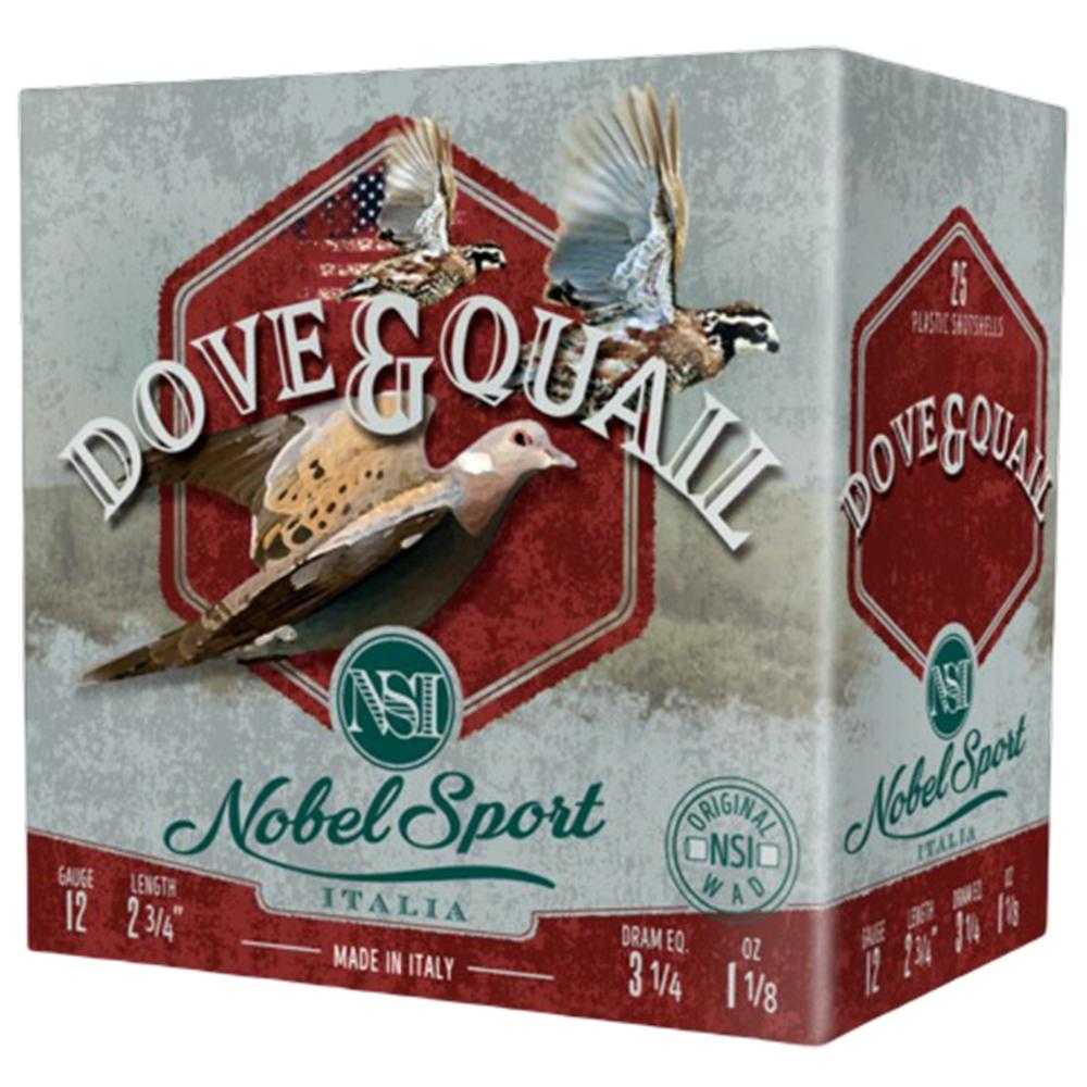 Nobel Sport Dove & Quail Shotshells 12 ga 2-3/4″ 1-1/8 oz 1255 fps #6 25/ct