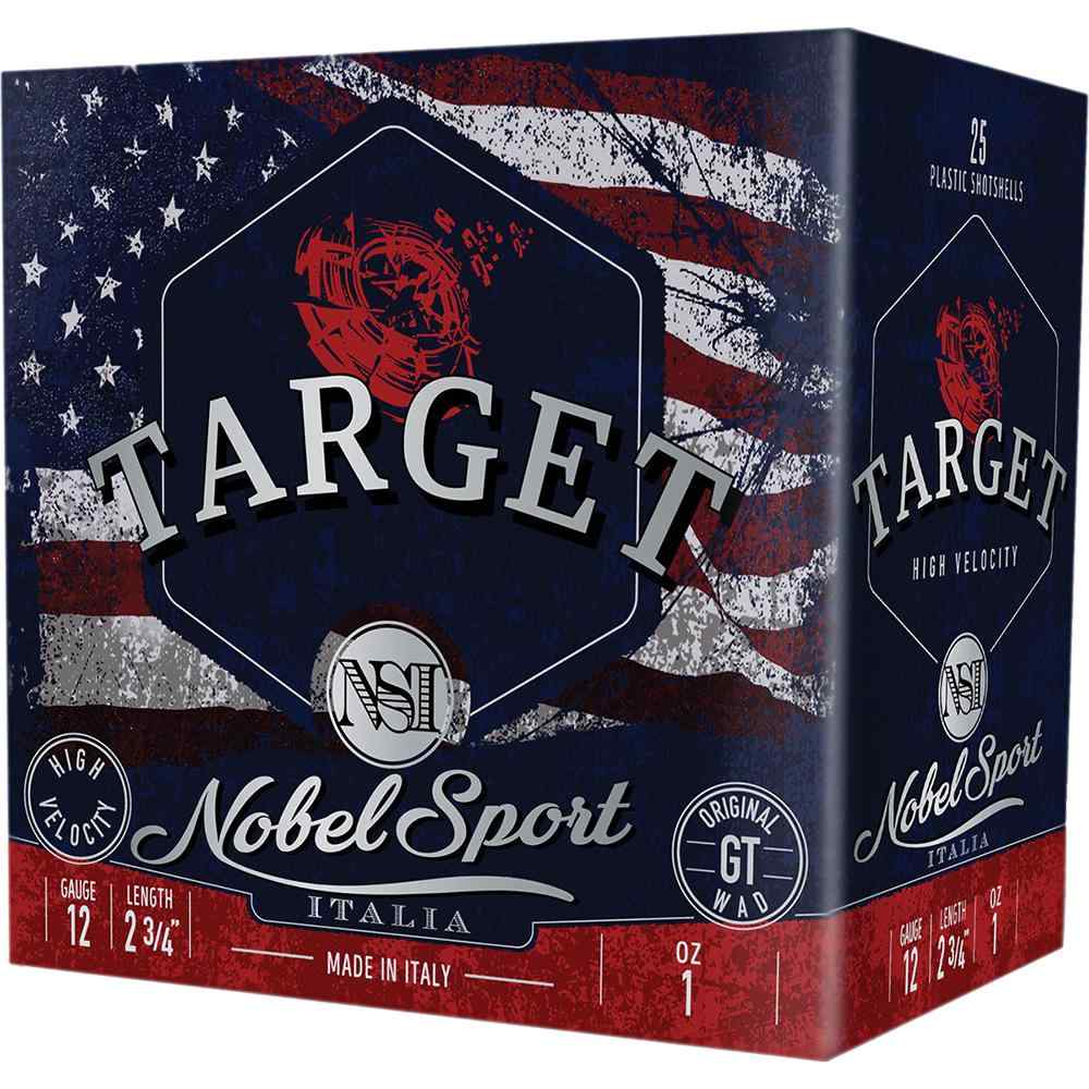 Nobel NSI Target Nobel Speed Shotshell 12ga 2-3/4″ 1oz 1300 fps #8 250/ct Case (10-25/ct Boxes)