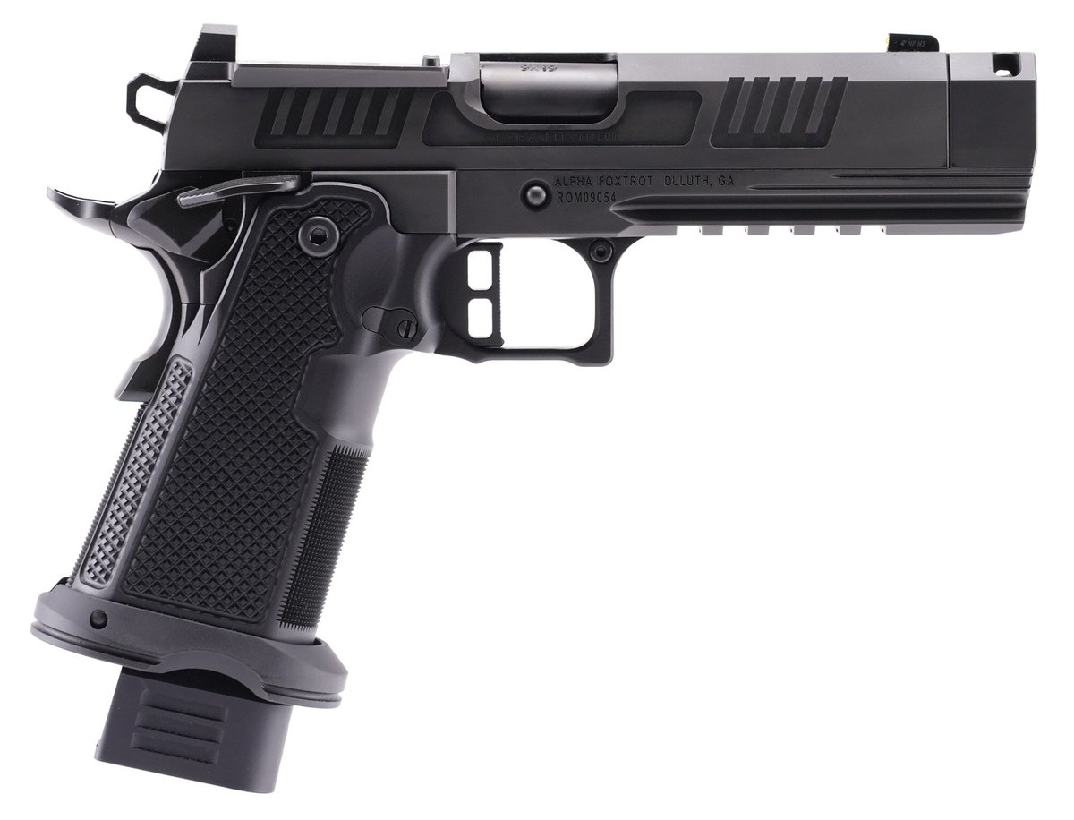 Alpha Foxtrot AF1911-Romulus MOS Adapter Handgun 9mm Luger 17(1) & 20rd(1) Magazines 4.25″ Comp Threaded Barrel DLC Black