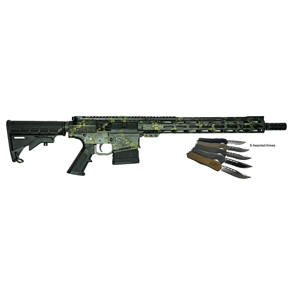 Great Lakes AR-15 Rifle .308 Win 20rd Magazine 16″ Barrel Lichen Black with 5 OTF 3-1/2″ Blade Knives