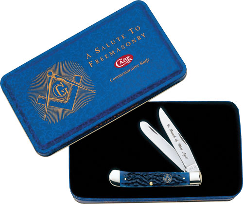 CASE KNIVES MASONIC GIFT TIN – STANDARD JIG BLUE BONE TRAPPER