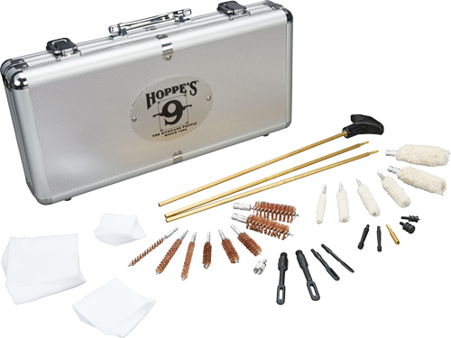 HOPPES DELUXE GUN CLEANING KIT – BRASS ROD 31PC W/ALUMINUM BOX