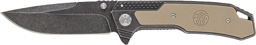 S&W STONEWASH DROP POINT 3.6″ – BLADE W/ S&W LOGO IN G10 HNDL