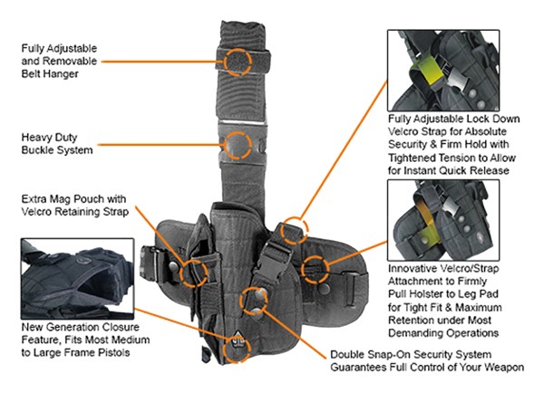 UTG HOLSTER SPECIAL OPS LEFT – HAND TACTICAL LEG HOLSTER BLK