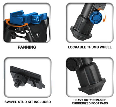 UTG BIPOD TACTICAL OP 5.9-7.3″ – PICATINNY MOUNT W/STUD ADAPTER