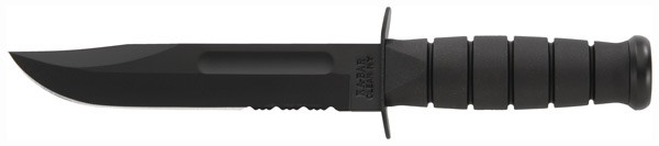KA-BAR FIGHTING/UTILITY KNIFE – 7″ SERR W/PLASTIC SHEATH BLACK