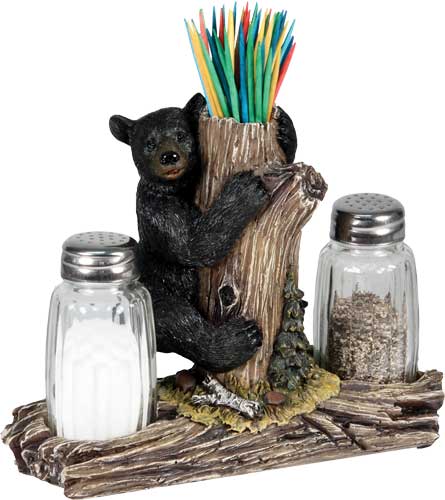 RIVERS EDGE BEAR SALT & PEPPER – SHAKERS & TOOTHPICK HOLDER