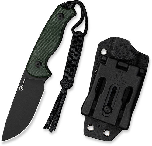 CIVIVI KNIFE TIMBERBARK 3.2″ – FIXED GREEN MICARTA/BLK STNWSH