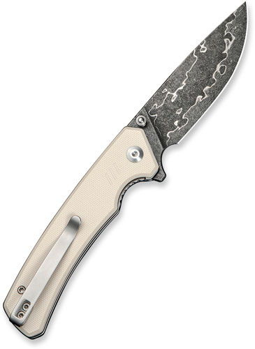 CIVIVI KNIFE MERIT 3.28″ IVORY – G10/DAMASCUS LINER LOCK