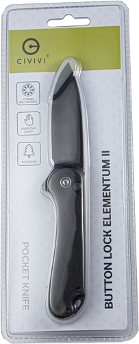 CIVIVI KNIFE ELEMENTUM II 2.96 – ” G-10/BLK STONEWASH CLAM PACK