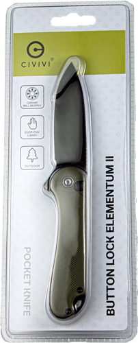 CIVIVI KNIFE ELEMENTUM II 2.96 – ” OD GREEN G10/BLK CLAM PACK