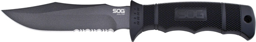 SOG KNIFE SEAL PUP 4.75″ – BLACK SERRATED W/KYDEX SHEATH