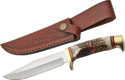 SZCO STEEL STAG 5.75″ STEEL – WOLF STAG HUNTER W/SHEATH
