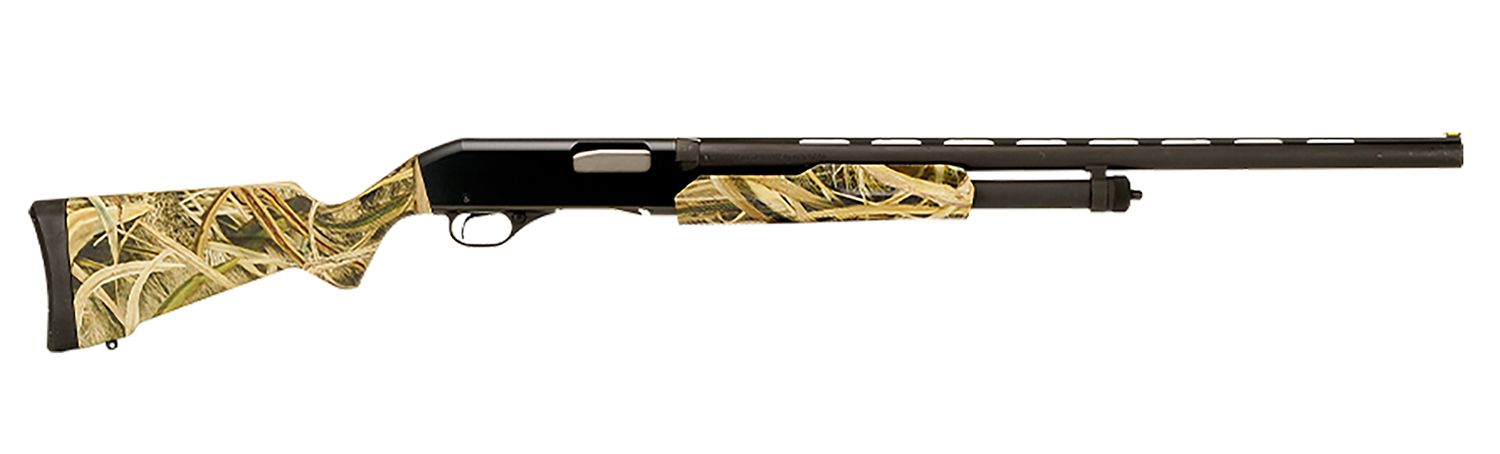 Stevens 22563 320 Field Compact 12 Gauge Pump 3″ 5+1 26″ Matte Black Vent Rib Barrel, Matte Black Aluminum Drilled & Tapped Receiver, Fixed Mossy Oak Shadow Grass Blades Synthetic Stock, Ambidextrous