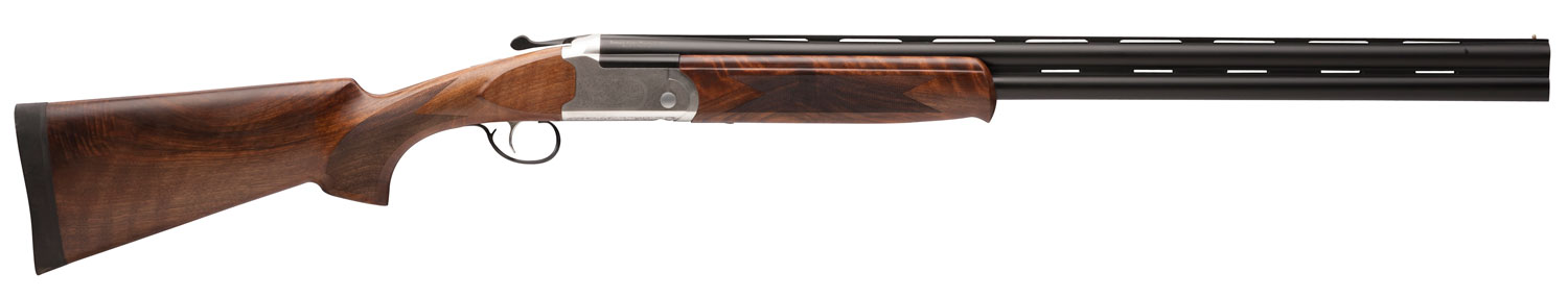 Stevens 22592 555 E 12 Gauge Break Open 3″ 2rd 28″ Black Satin Over/Under Vent Rib Barrel, Engraved Satin Silver Aluminum Receiver, Fixed Satin Turkish Walnut Stock, Ambidextrous