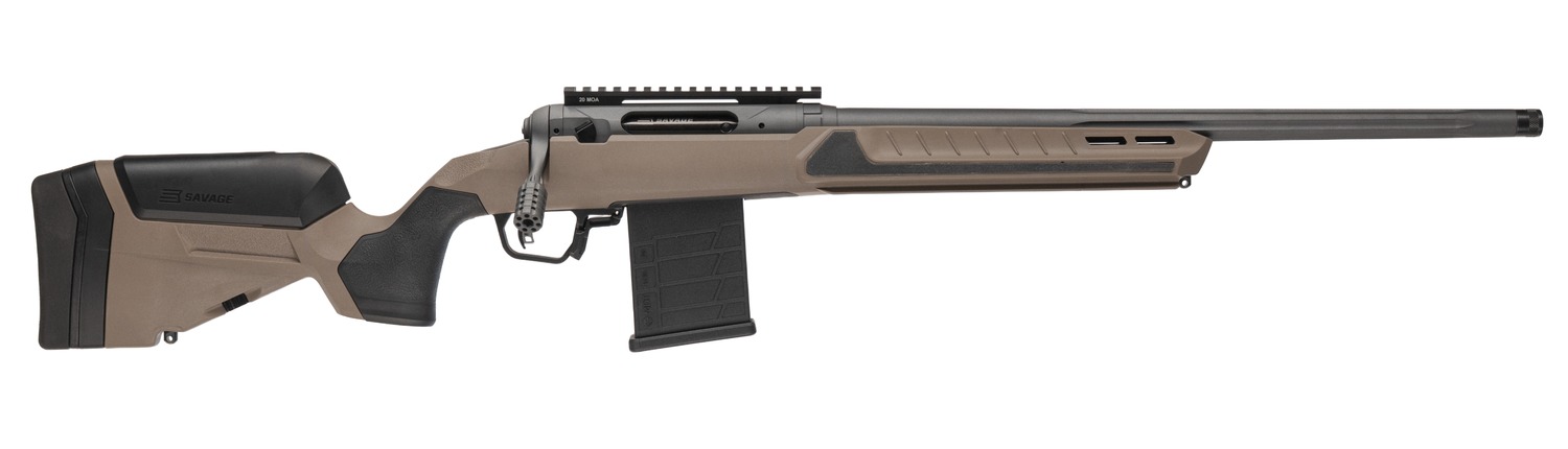 Savage Arms 32671 110 Core Tactical 6.5 Creedmoor 10+1 20″ Medium Heavy Fluted Barrel, Arca Rail Forend, Coyote Tan AccuStock w/AccuFit V2 Synthetic Stock, Right Hand