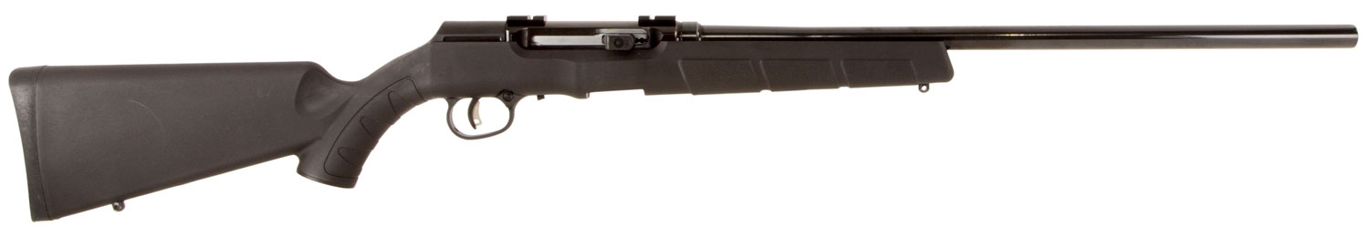 Savage Arms 47007 A Series Magnum Full Size 17 HMR 10+1 22″ High Luster Heavy Barrel, High Luster Drilled & Tapped Carbon Steel Receiver, Matte Black Fixed Synthetic Stock, Right Hand