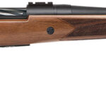 Mossberg 27841 Patriot  Full Size 22-250 Rem 5+1 22″ Matte Blued Fluted Barrel, Drilled & Tapped Matte Blued Stainless Steel Receiver, Walnut Fixed Stock, Right Hand