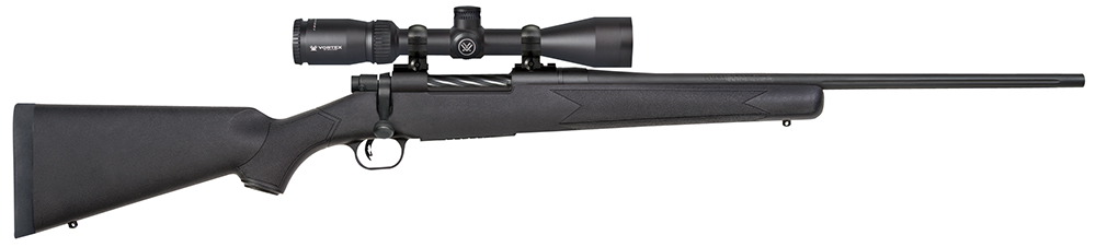 Mossberg 27934 Patriot 270 Win Caliber with 5+1 Capacity, 22″ Fluted Barrel, Matte Blued Metal Finish & Black Synthetic Stokc Right Hand (Full Size) Includes Vortex Crossfire II 3-9x40mm Scope