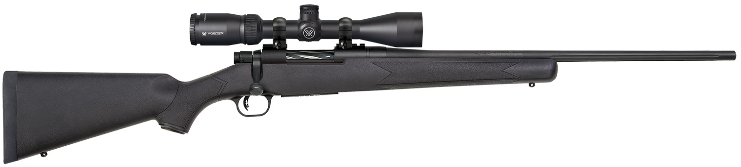 Mossberg 28001 Patriot 6.5 Creedmoor Caliber with 5+1 Capacity, 22″ Fluted Barrel, Matte Blued Metal Finish & Black Synthetic Stock Right Hand (Full Size) Includes Vortex Crossfire II 3-9x40mm Scope